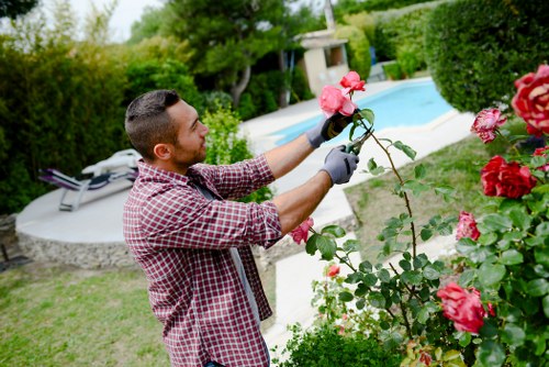 Front view of gardener beginning a complaint inspection at a residential garden